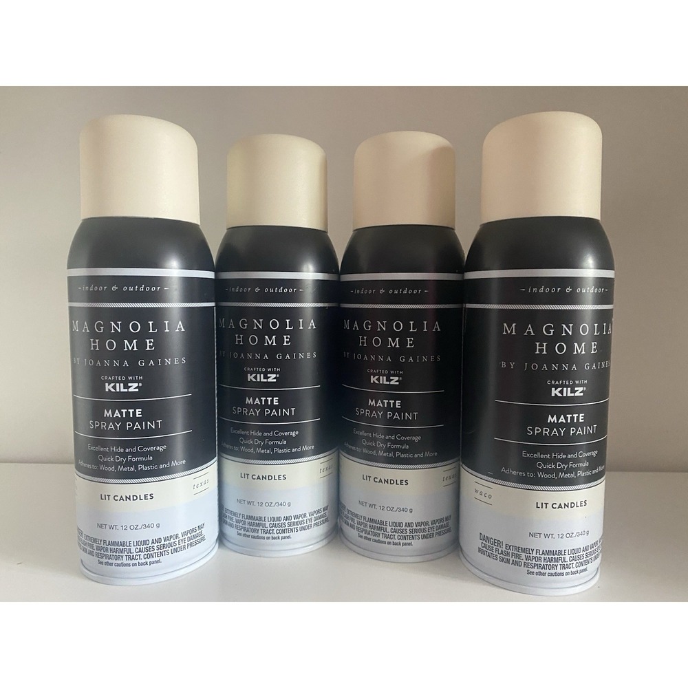 4x Magnolia Home by Joanna Gaines Kilz Matte Spray Paint LIT CANDLES 12 Oz